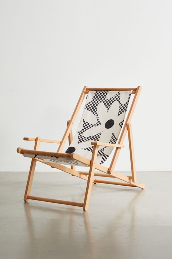 Slide View: 3: Kierkegaard Design Studio Deny Daisy Time Retro Floral Checks Outdoor Folding Chair