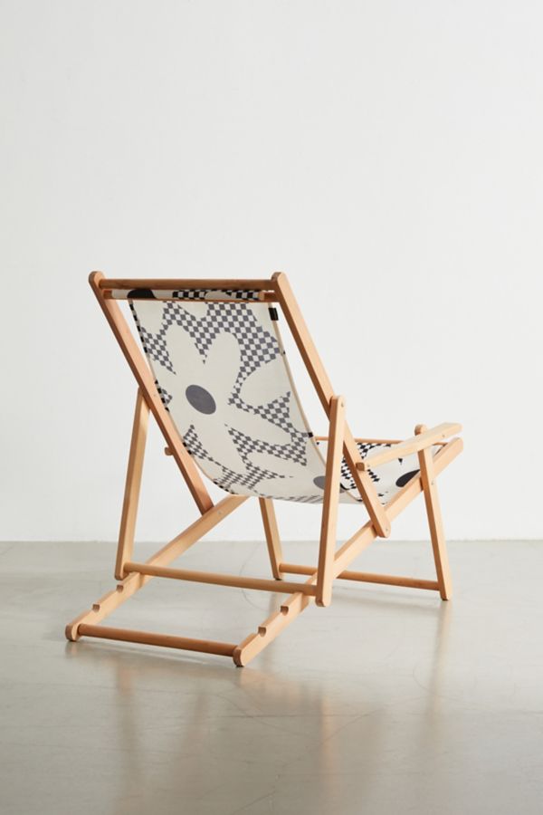 Slide View: 5: Kierkegaard Design Studio Deny Daisy Time Retro Floral Checks Outdoor Folding Chair