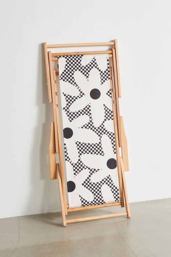 Slide View: 6: Kierkegaard Design Studio Deny Daisy Time Retro Floral Checks Outdoor Folding Chair