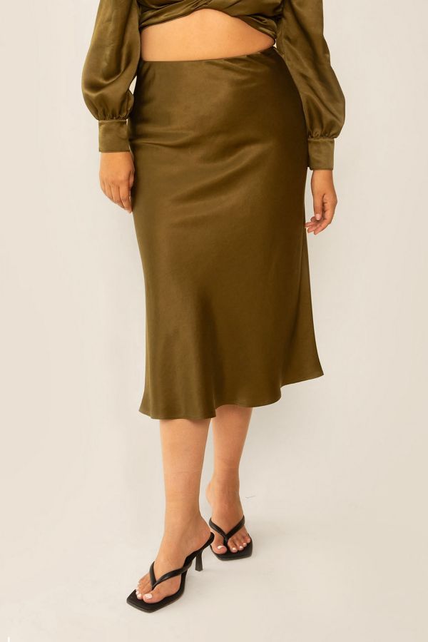 Slide View: 3: Whimsy + Row Donna Tencel Midi Skirt