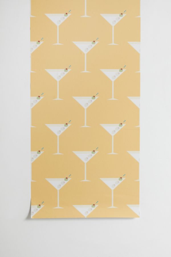 Slide View: 2: Lyman Creative Co Martini With Olives On Yellow Removable Wallpaper