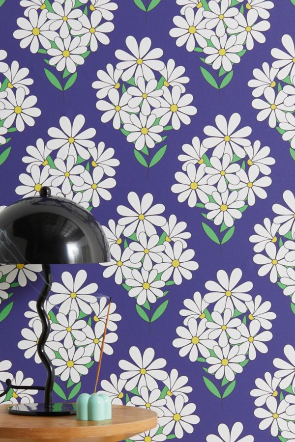 Slide View: 1: Jenean Morrison Daisy Bouquet Blue Removable Wallpaper