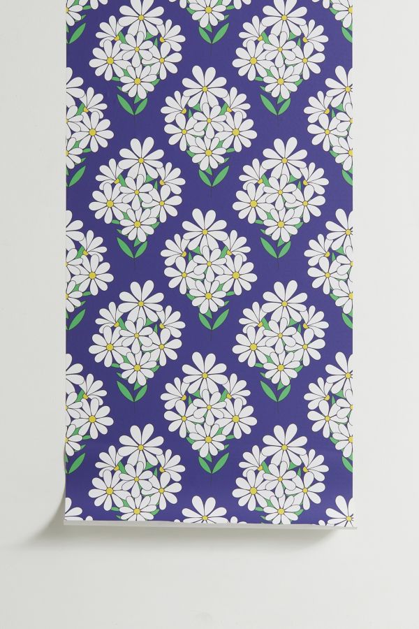 Slide View: 2: Jenean Morrison Daisy Bouquet Blue Removable Wallpaper