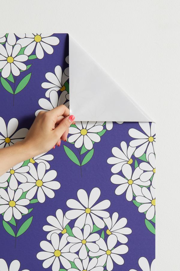 Slide View: 3: Jenean Morrison Daisy Bouquet Blue Removable Wallpaper