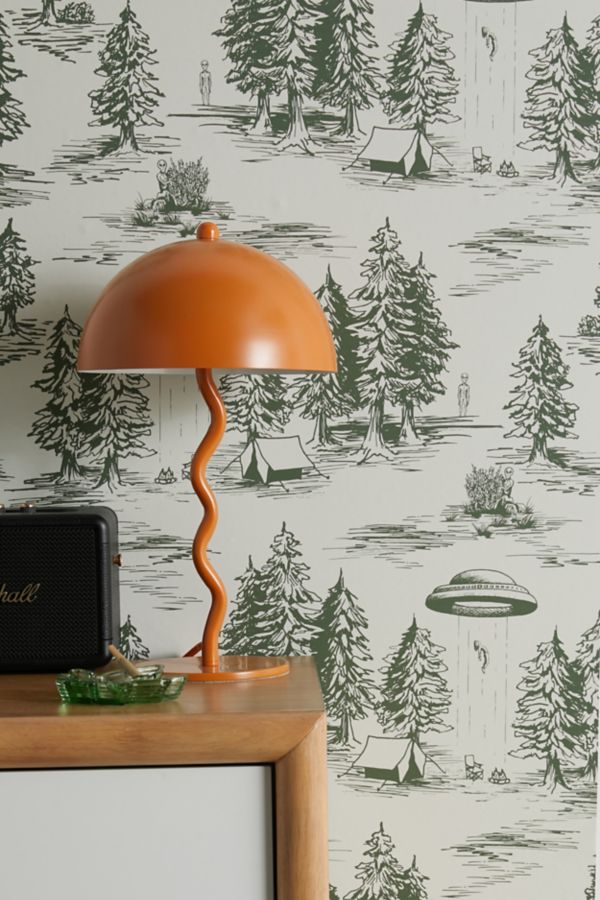 Slide View: 1: Beth Norton Green Alien Abduction Toile De Jouy Removable Wallpaper