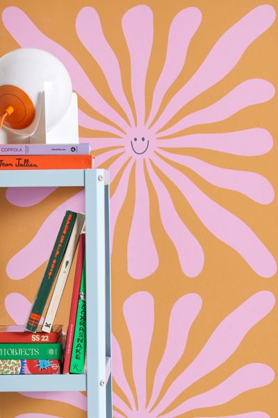 trajeado14 Retro Orange Pink Abstract ‘70s Pattern Removable Wallpaper