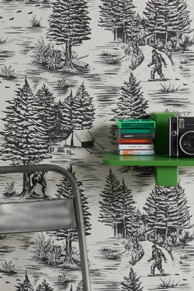 Beth Norton Bigfoot/Sasquatch Toile De Jouy Removable Wallpaper