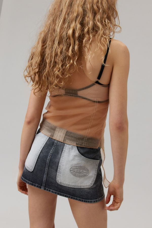 Slide View: 4: BDG Suki Racer Moto Denim Micro Mini Skirt