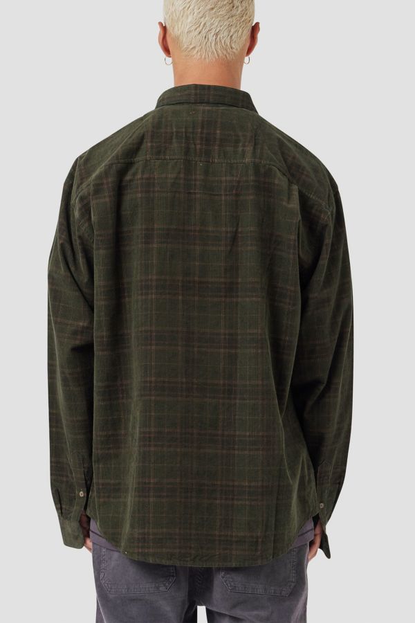 Slide View: 4: Barney Cools Cabin 2.0 Recycled Cotton Corduroy Plaid Shirt