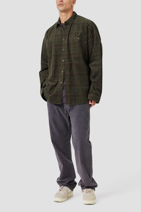 Slide View: 5: Barney Cools Cabin 2.0 Recycled Cotton Corduroy Plaid Shirt