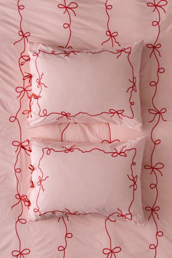 Slide View: 2: Lacey Bows Embroidered Sham Set