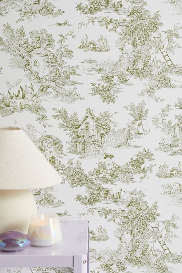 Slide View: 1: UO Home Frog Toile Removable Wallpaper