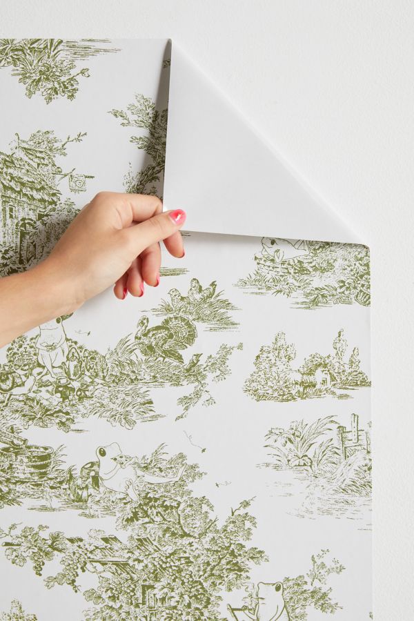 Slide View: 3: UO Home Frog Toile Removable Wallpaper