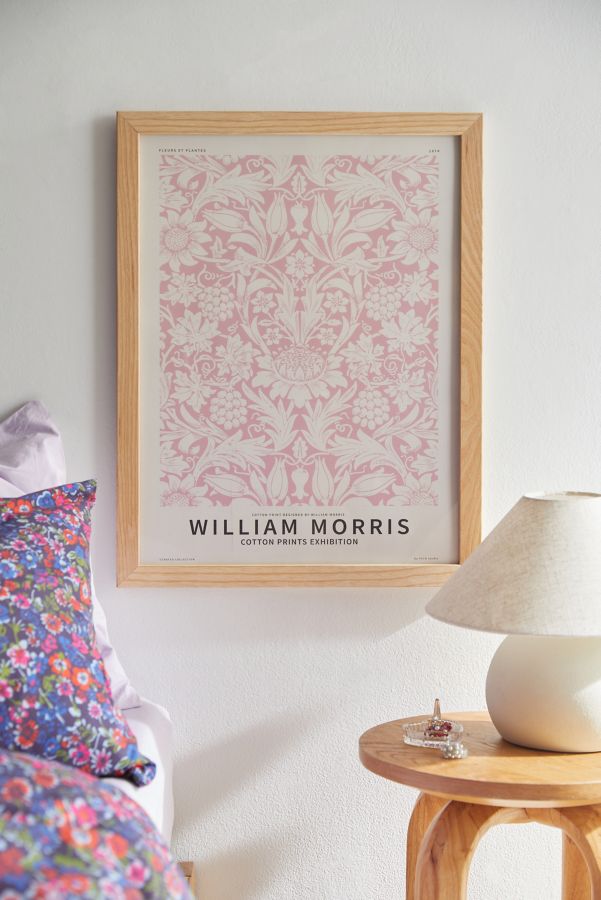 Slide View: 1: PSTR Studio William Morris Blush Flowers & Plants Frameless Art Print