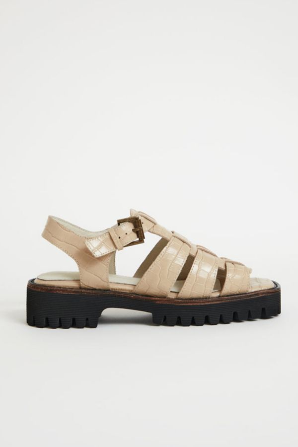 Slide View: 1: Intentionally Blank Haddie Leather Fisherman Sandal