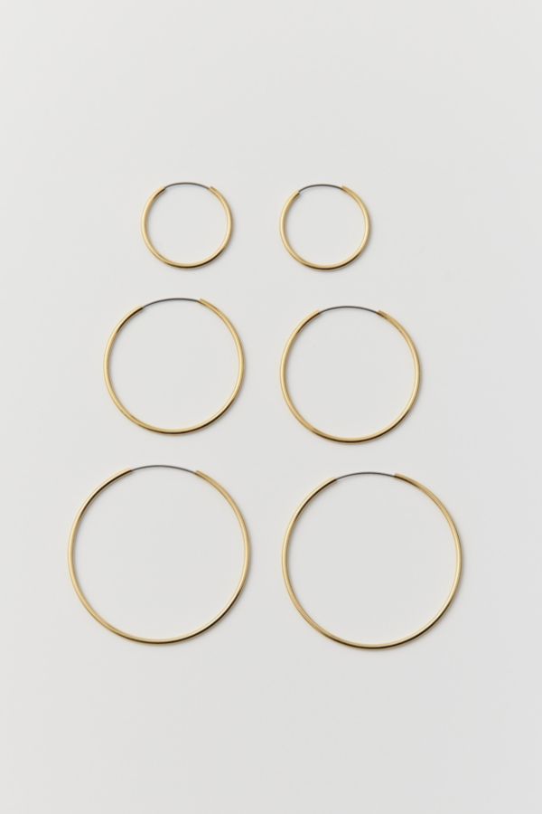 Slide View: 2: 18k Gold & Sterling Silver Plated Hoop Earring Set