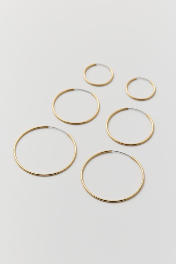 Slide View: 3: 18k Gold & Sterling Silver Plated Hoop Earring Set