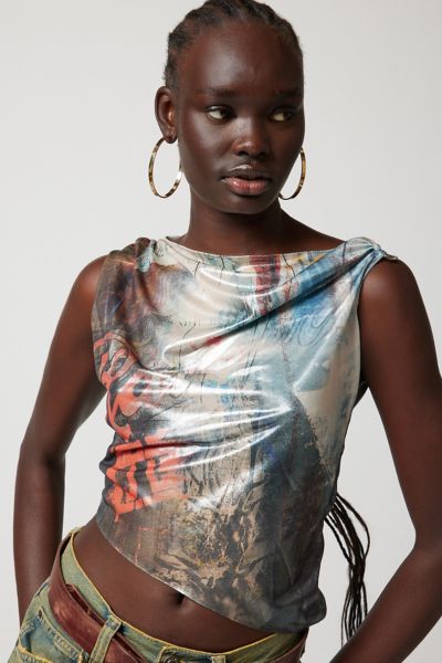 Jaded London Asymmetrical Printed Top