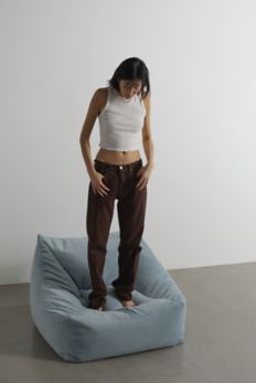 Slide View: 6: Cooper Velvet Bean Bag Chair