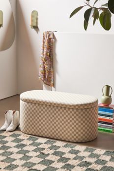 Slide View: 1: Shae Checkered Storage Bench