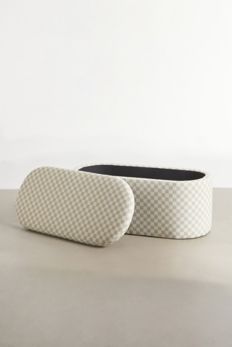 Slide View: 4: Shae Checkered Storage Bench