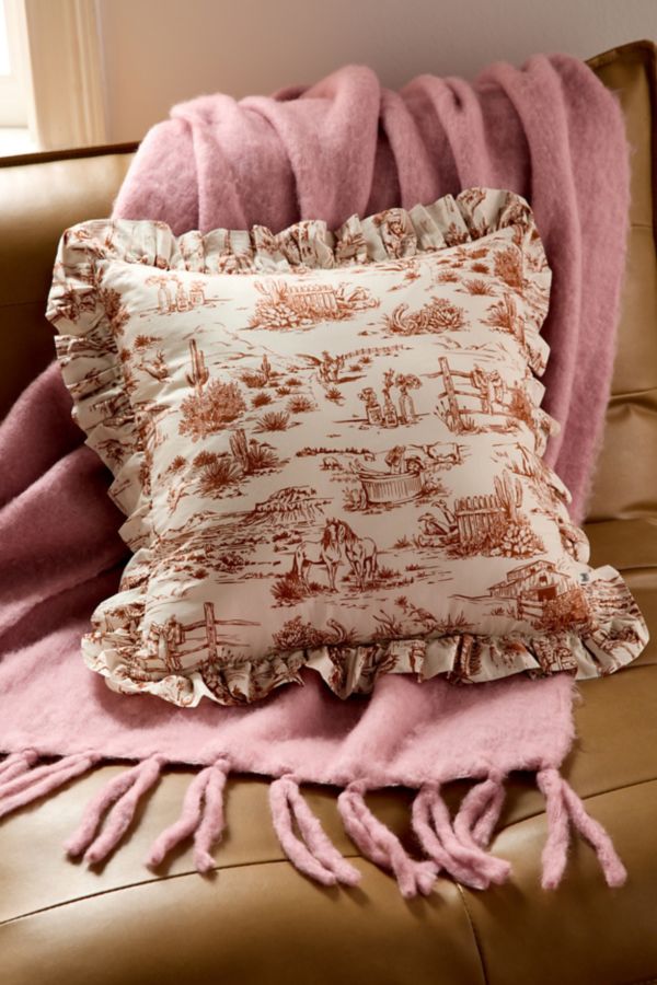 Slide View: 4: Harper Patterned Ruffle Throw Pillow