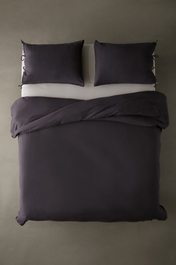 Slide View: 2: Relaxed Linen Tie Bow Duvet Cover