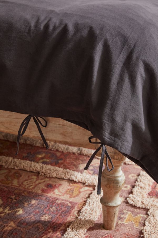 Slide View: 6: Relaxed Linen Tie Bow Duvet Cover