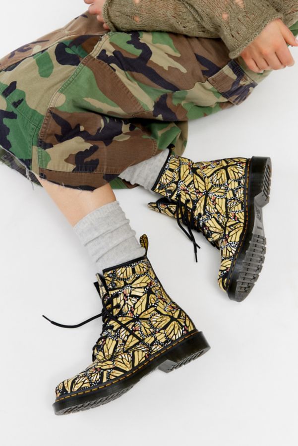 Slide View: 1: Dr. Martens 1460 Butterfly Print Suede Lace-Up Boot