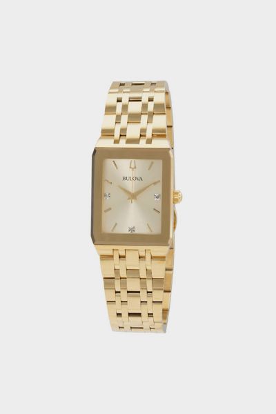 Bulova Quadra Quartz Rectangular Diamond Dial Watch