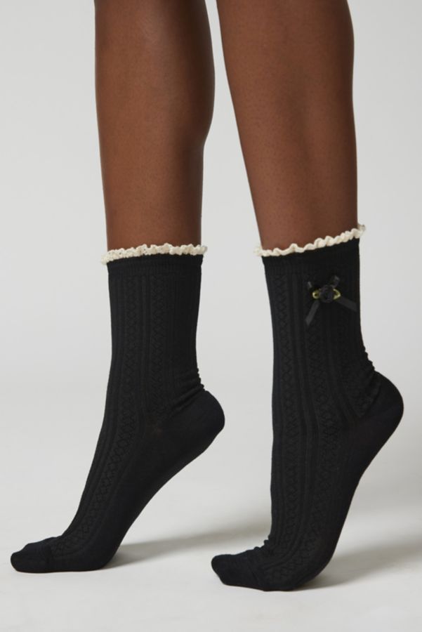 Slide View: 2: Rosette Pointelle Crew Sock