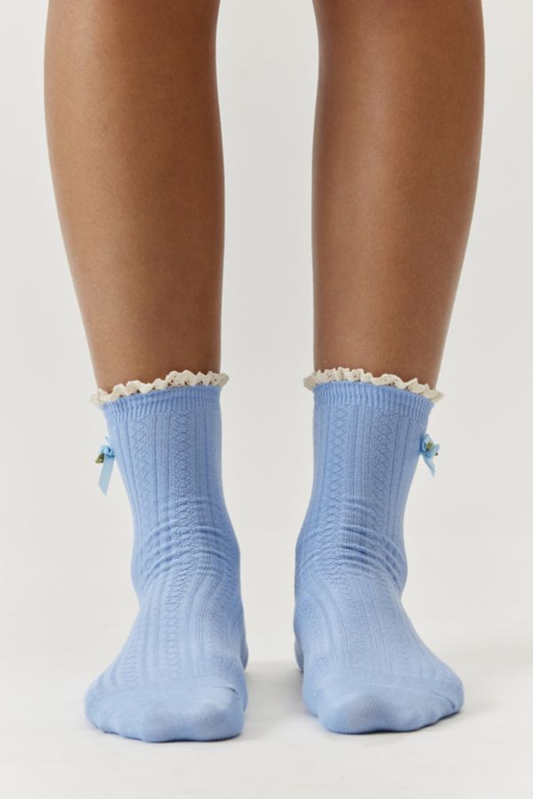 Slide View: 2: Chaussettes mi-mollet en pointelle Rosette