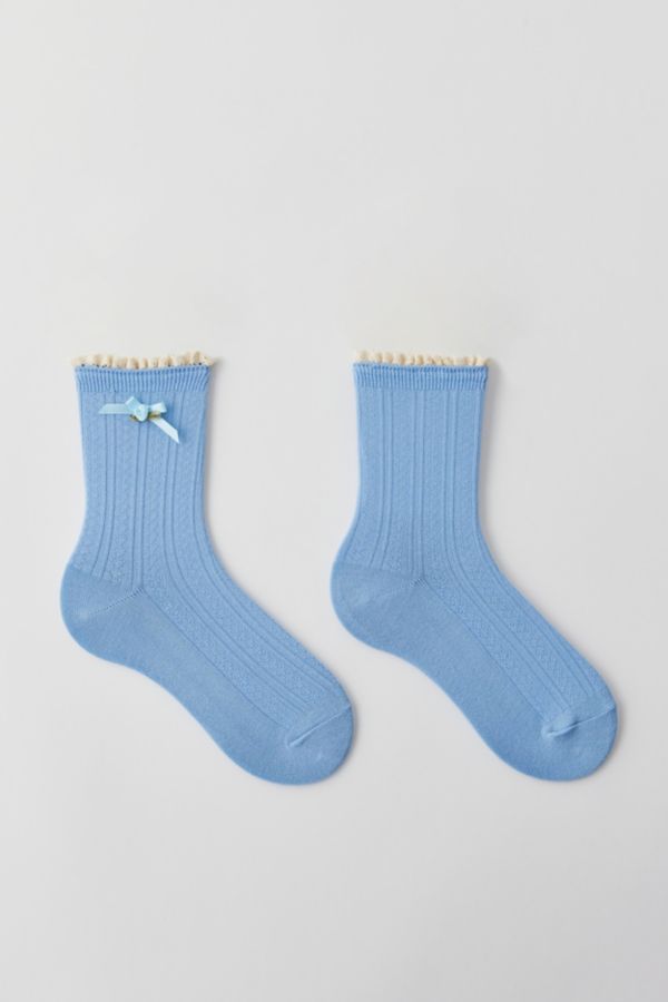 Slide View: 4: Chaussettes mi-mollet en pointelle Rosette