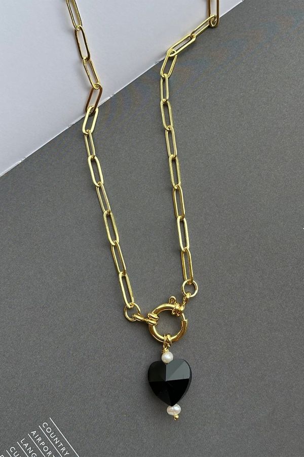 Slide View: 3: Joey Baby Natasha Black Heart Necklace