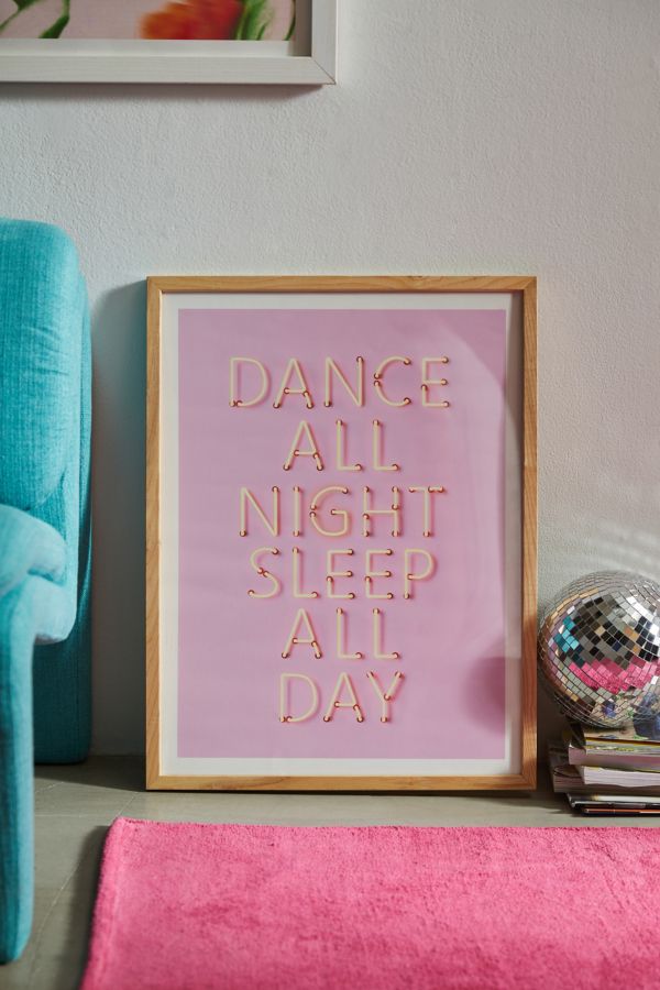 Slide View: 1: ShowMeMars Dance All Night Pink Neon Art Print