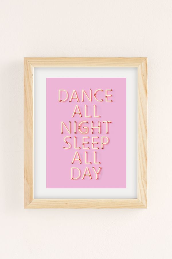 Slide View: 2: ShowMeMars Dance All Night Pink Neon Art Print