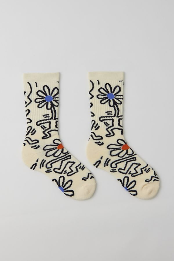 Slide View: 1: Chaussettes mi-mollet Dancing Flower Keith Haring