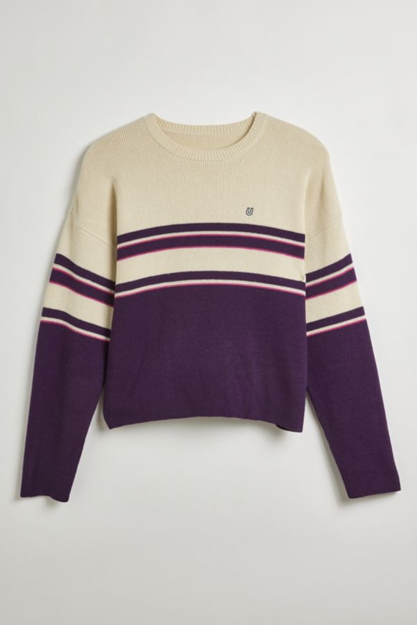 Slide View: 2: UO Shimmer Stripe Crew Neck Sweater