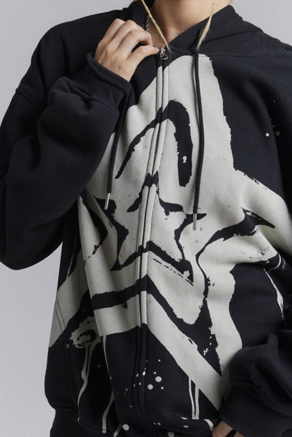 Slide View: 2: UO Bleached Star Zip-Up Hoodie Sweatshirt