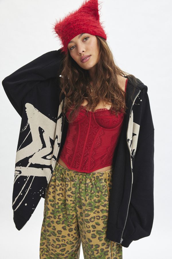 Slide View: 6: UO Bleached Star Zip-Up Hoodie Sweatshirt