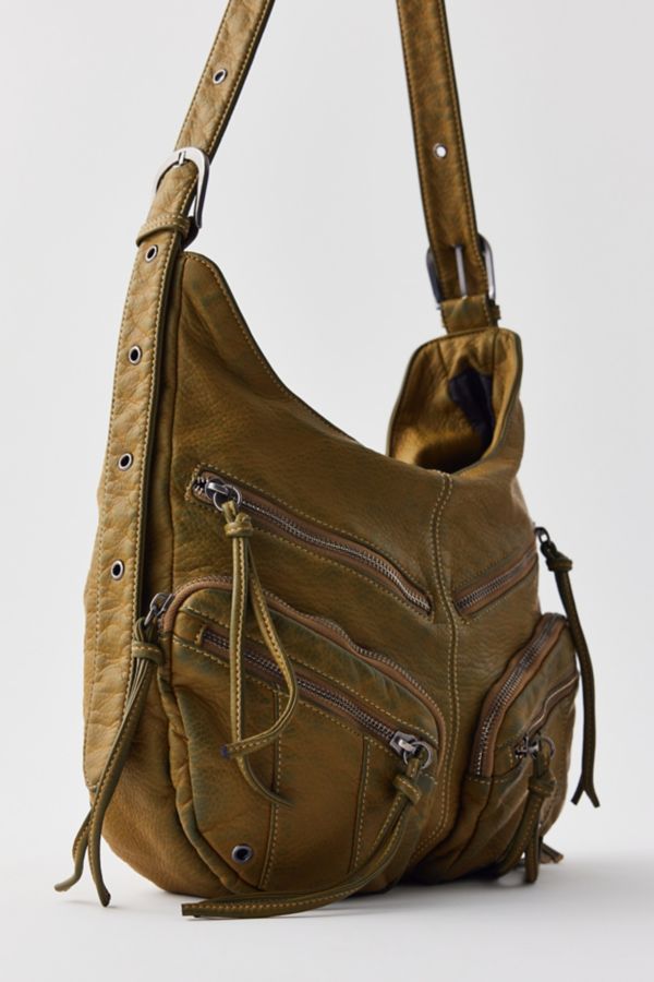 Slide View: 3: Silence + Noise Utility Zip Washed Shoulder Bag