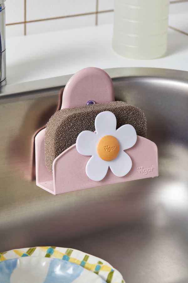 Slide View: 1: Daisy Sponge & Holder Set