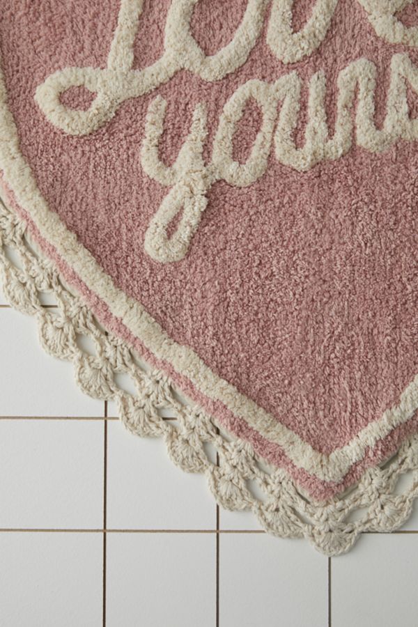 Slide View: 4: Love Yourself Heart Shape Tufted Bath Mat