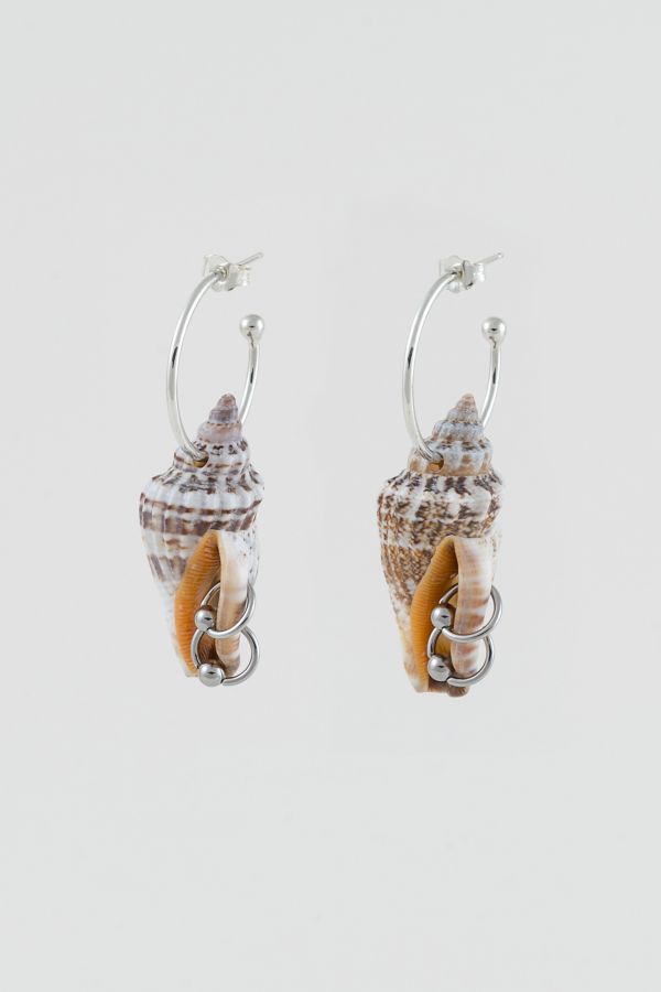 Slide View: 3: Soft Blonde Pierced Blush Shell Earrings