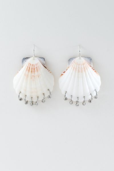 Soft Blonde Pierced Scallop Shell Earrings