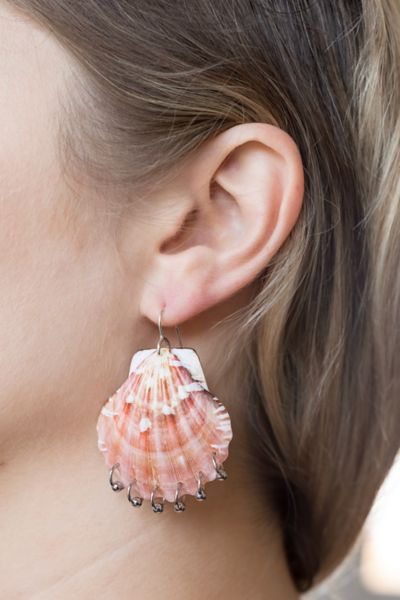 Soft Blonde Pierced Scallop Shell Earrings