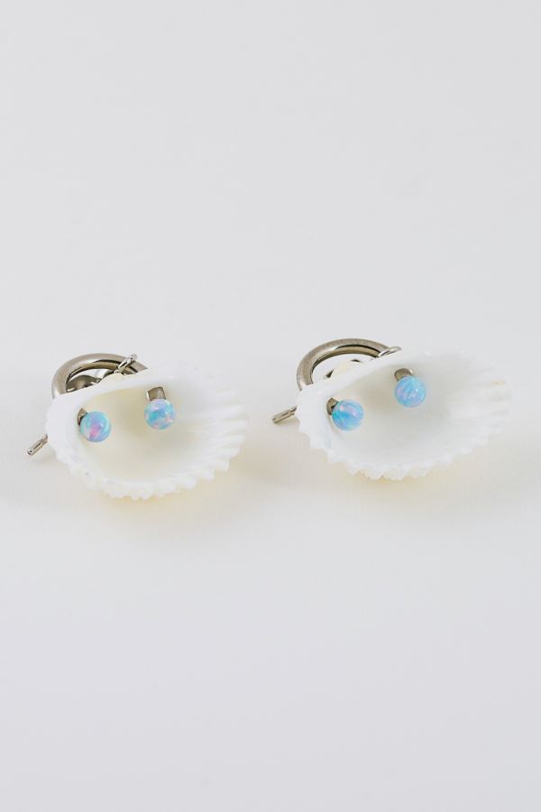 Slide View: 2: Soft Blonde Pierced Opalite Ark Shell Earrings