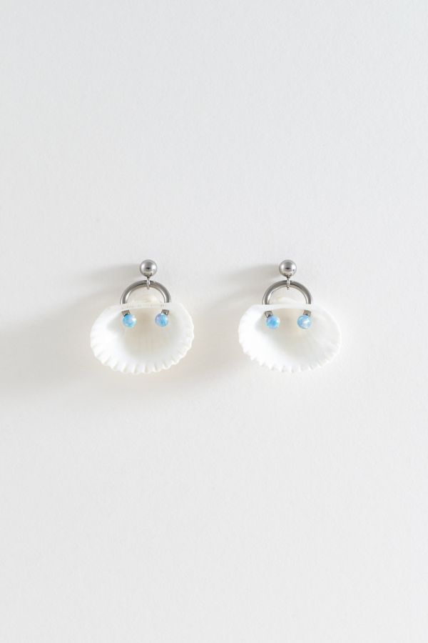 Slide View: 1: Soft Blonde Pierced Opalite Ark Shell Earrings