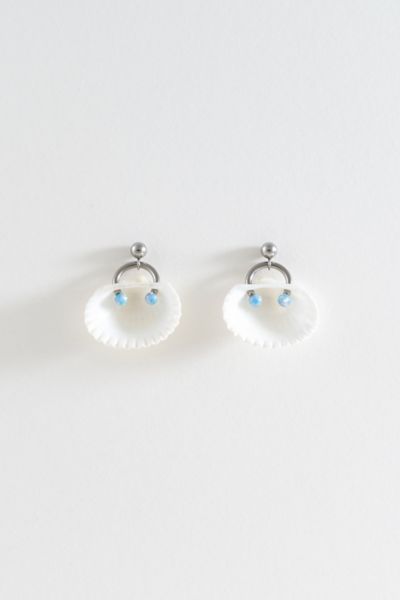 Soft Blonde Pierced Opalite Ark Shell Earrings