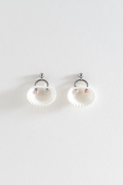 Soft Blonde Pierced Opalite Ark Shell Earrings